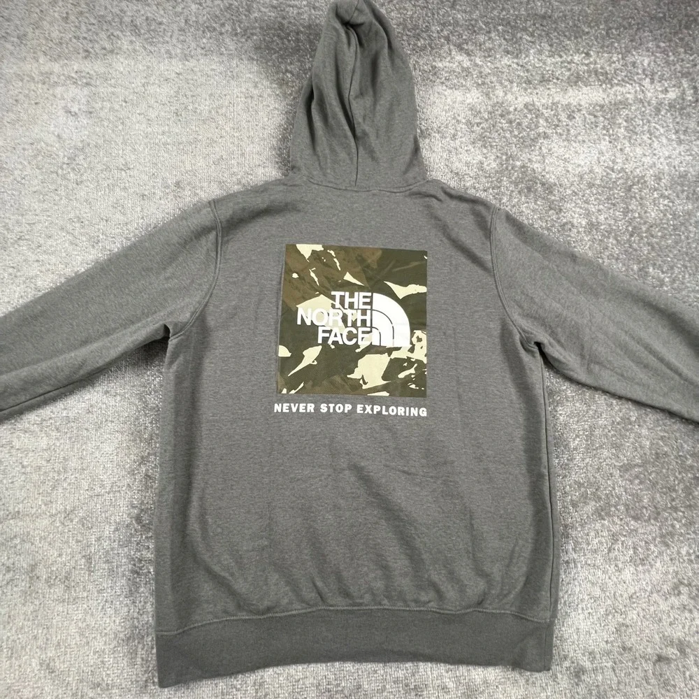 The North Face Mens Gray Camo Box Logo Pullover Hoodie A7ZWH Size L